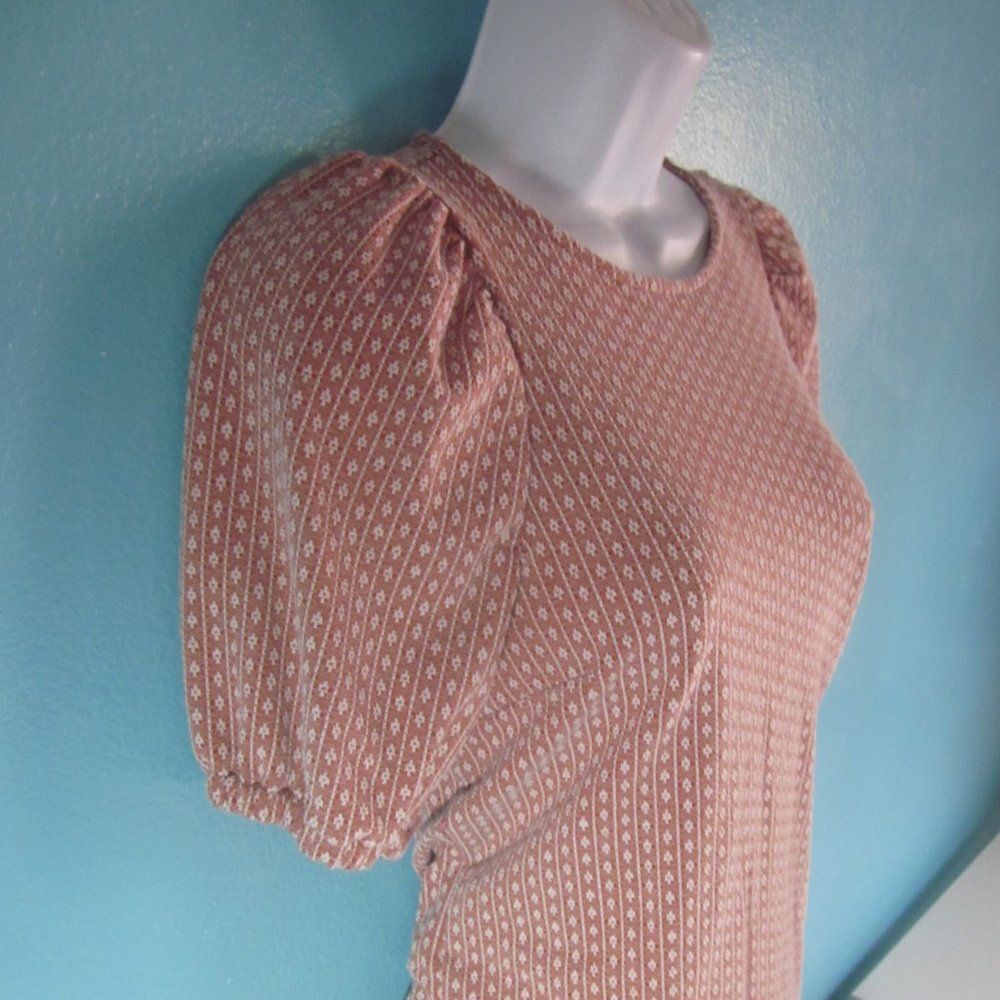 Madewell Womens Size XS Floral Jacquard Puff-Sleeve Keyhole Top Blouse 34" Bust - Picture 3 of 14